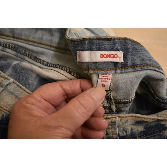 Women's Bongo Custom Bleach Dye Straight Leg Jeans 15 Junior - Picture 4 of 6